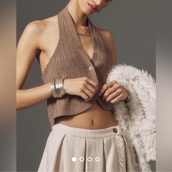 Anthropologie Halter Cable Sweater Vest - Picture 2 of 8